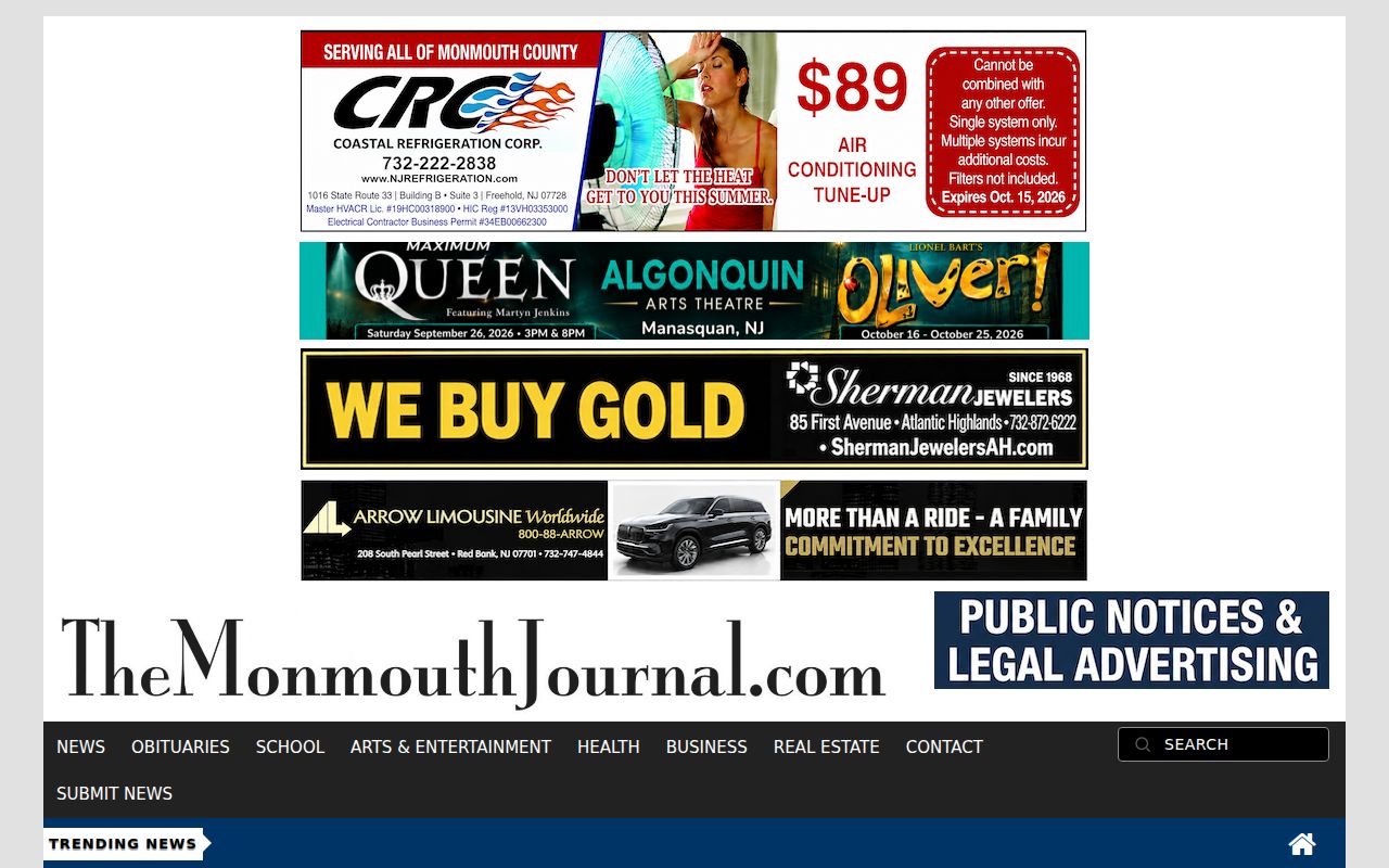 Monmouth County crime news screenshot of Monmouth Journal Central sheriff blotter source