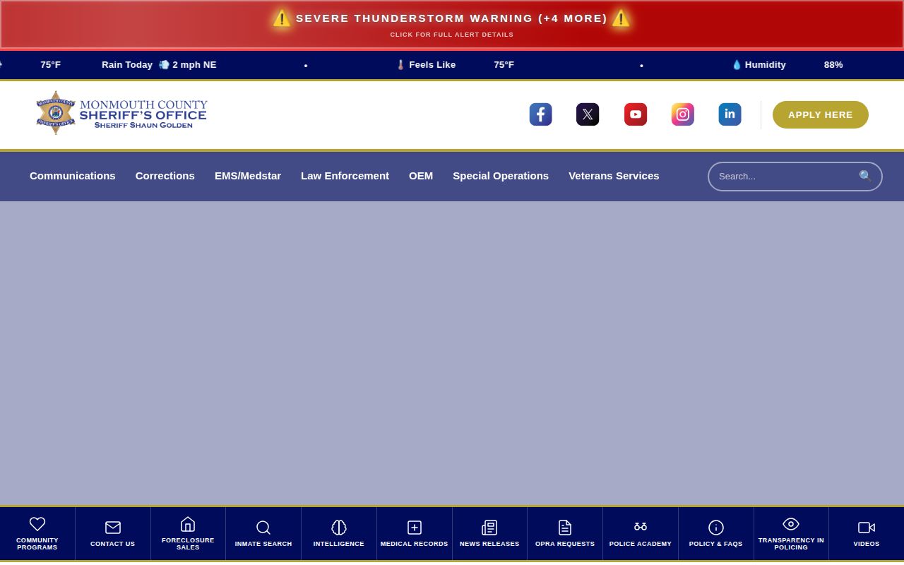 Monmouth County Sheriff official inmate and booking record access page